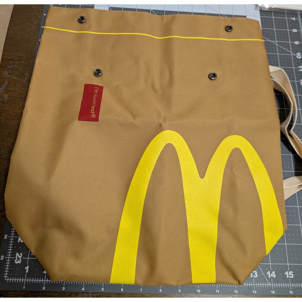 McDonald's I'm Lovin' Eat Brown Paper Bag Style Canvas Backpack Tote Bag unisex